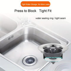 3in1 Kitchen Sink Stopper Strainer Stainless Steel Drain Strainer
