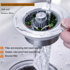 3in1 Kitchen Sink Stopper Strainer Stainless Steel Drain Strainer