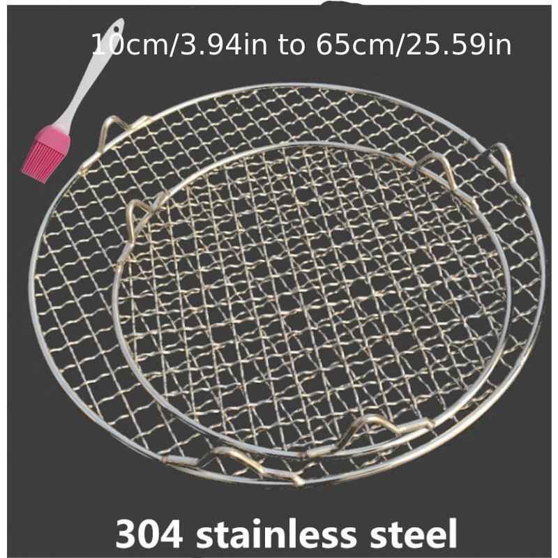 304 Stainless Steel Round BBQ Net Barbecue Grill Mesh Cooling Rack Camping