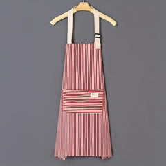 Linen Waterproof Apron Red Green Striped Kitchen Household Adult Apron