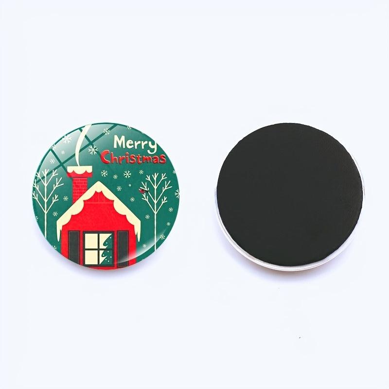 12pcs Christmas Glass Fridge Magnets - Decorative Office Kitchen Magnets
