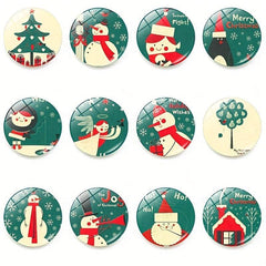 12pcs Christmas Glass Fridge Magnets - Decorative Office Kitchen Magnets
