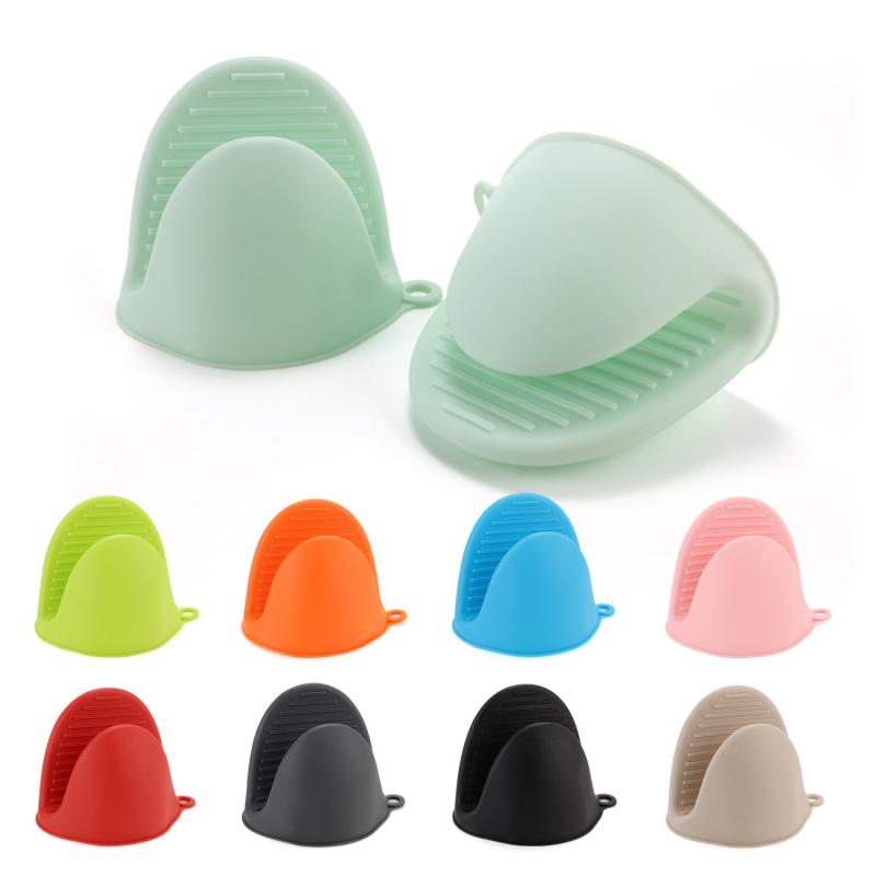 2pcs Silicone Mini Oven Mitts Textured Heat Insulation Hand Clip
