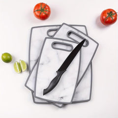 Stylish Gray Marble Cutting Board Set for Meal Prep Kitchen Essential