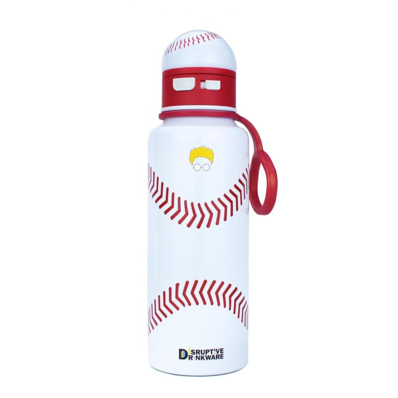Insulated Stainless Steel Water Bottle with Baseball Straw Lid
