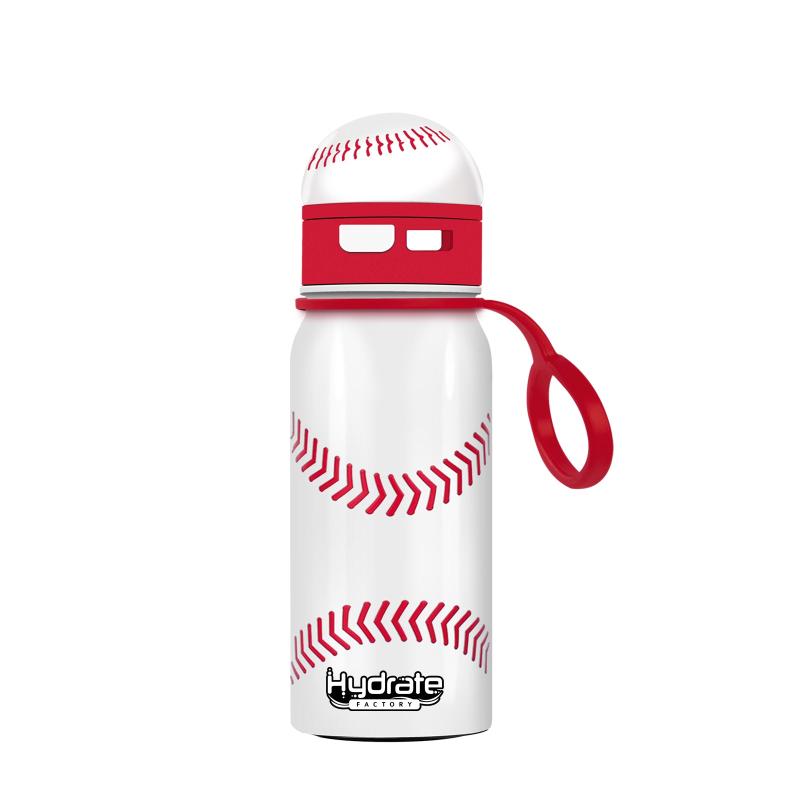 Insulated Stainless Steel Water Bottle with Baseball Straw Lid