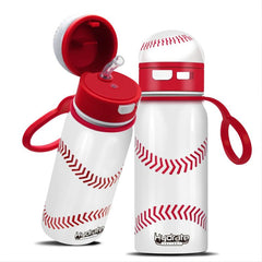 Insulated Stainless Steel Water Bottle with Baseball Straw Lid