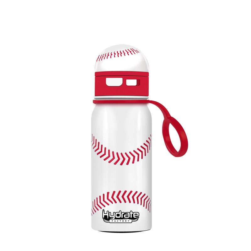 Insulated Stainless Steel Water Bottle with Baseball Straw Lid