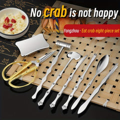 8pcs Seafood Tools Set Stainless Steel Crab Lobster Crackers Forks Opener