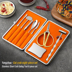 8pcs Seafood Tools Set Stainless Steel Crab Lobster Crackers Forks Opener