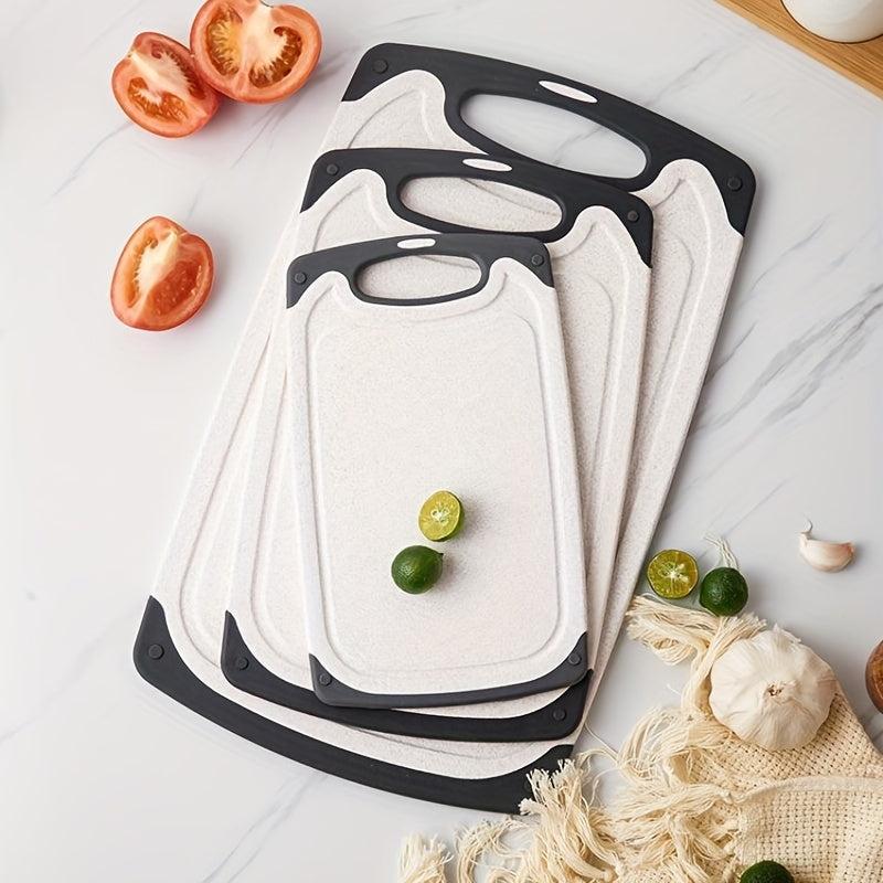 3pcs Wheat Straw Cutting Board Set, Fruit Chopping Cheese Charcuterie Board