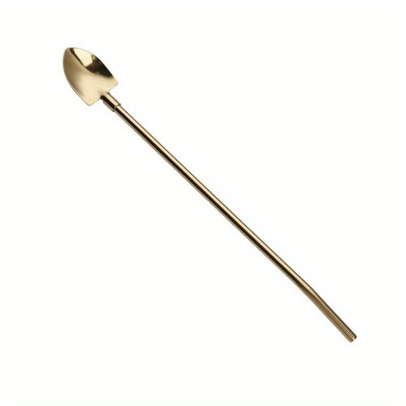 Colorful Steel Spoon Straws Mini Shovel Spoon for Drinking Mixing
