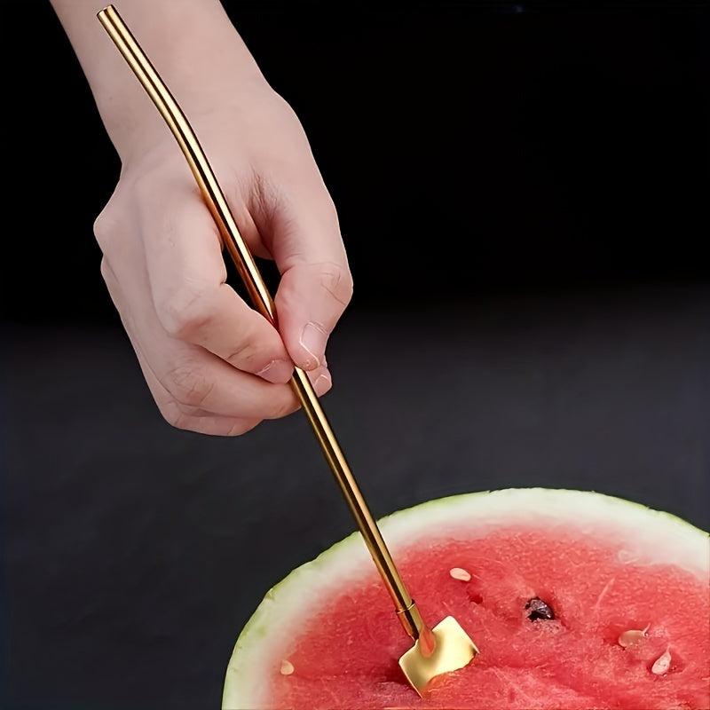 Colorful Steel Spoon Straws Mini Shovel Spoon for Drinking Mixing