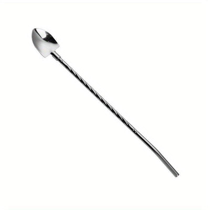 Colorful Steel Spoon Straws Mini Shovel Spoon for Drinking Mixing