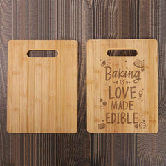 Bamboo Cutting Board Engraved Cooking Is Love Edible Board