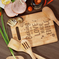 Bamboo Cutting Board Engraved Cooking Is Love Edible Board