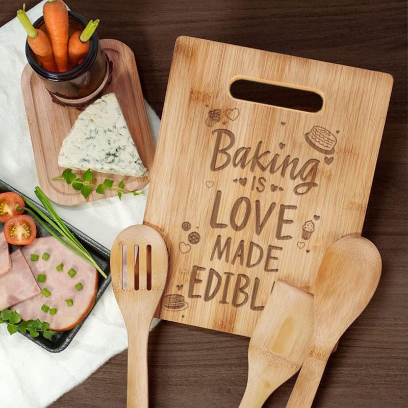 Bamboo Cutting Board Engraved Cooking Is Love Edible Board