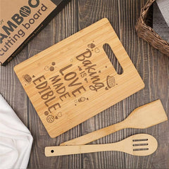 Bamboo Cutting Board Engraved Cooking Is Love Edible Board