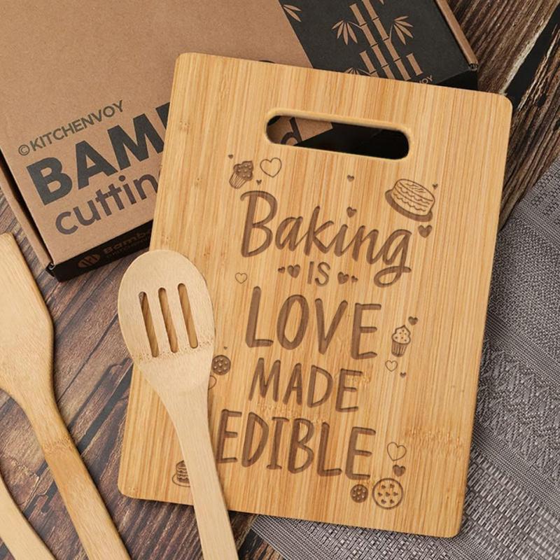 Bamboo Cutting Board Engraved Cooking Is Love Edible Board