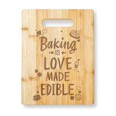 Bamboo Cutting Board Engraved Cooking Is Love Edible Board