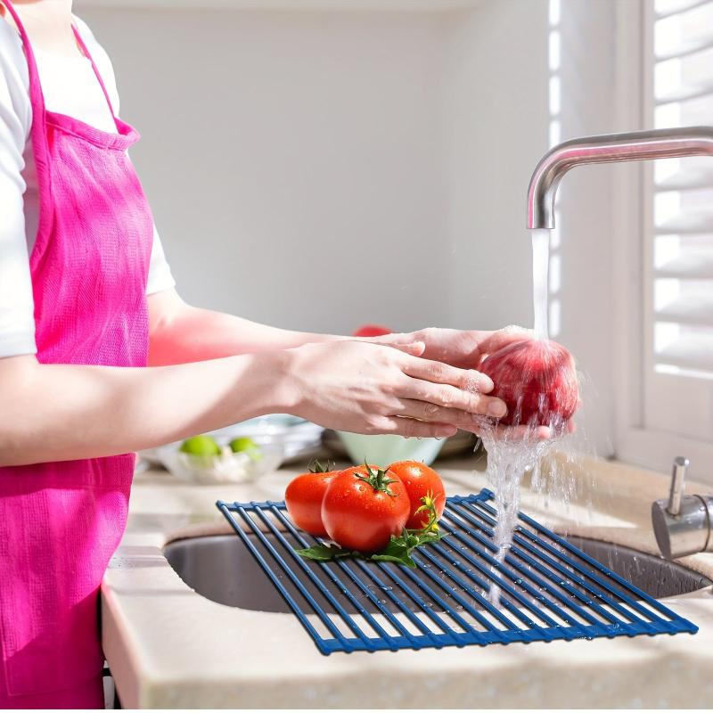 Stainless Steel Dish Drying Mats Collapsible Roll Up Rack