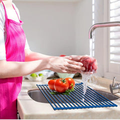 Stainless Steel Dish Drying Mats Collapsible Roll Up Rack