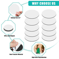 10pcs Sublimation Magnet Blanks 5.5x5.5cm Round