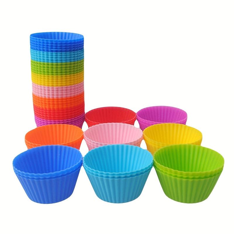 12pcs Silicone Muffin Cups Reusable Cupcake Liners Baking Tools Kitchen Gadgets