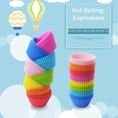 12pcs Silicone Muffin Cups Reusable Cupcake Liners Baking Tools Kitchen Gadgets