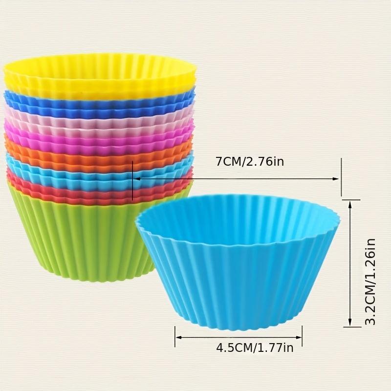 12pcs Silicone Muffin Cups Reusable Cupcake Liners Baking Tools Kitchen Gadgets