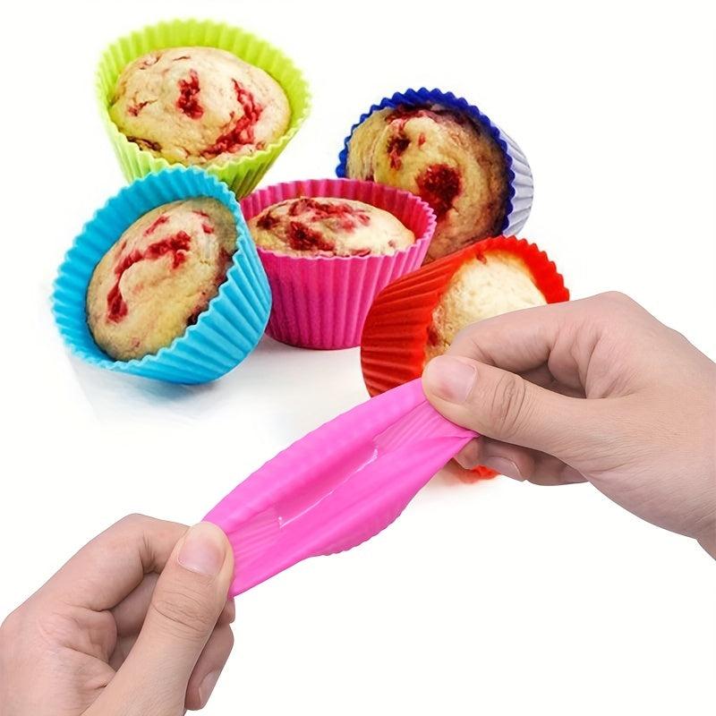 12pcs Silicone Muffin Cups Reusable Cupcake Liners Baking Tools Kitchen Gadgets