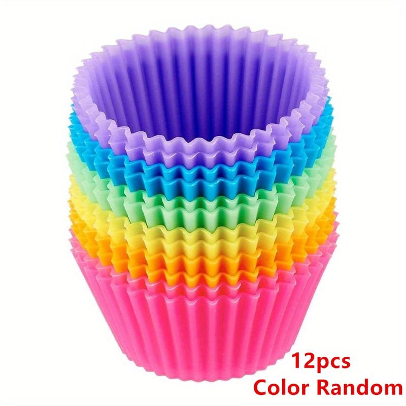 12pcs Silicone Muffin Cups Reusable Cupcake Liners Baking Tools Kitchen Gadgets