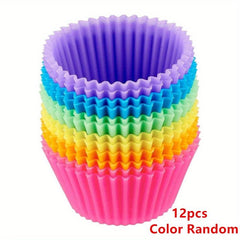 12pcs Silicone Muffin Cups Reusable Cupcake Liners Baking Tools Kitchen Gadgets