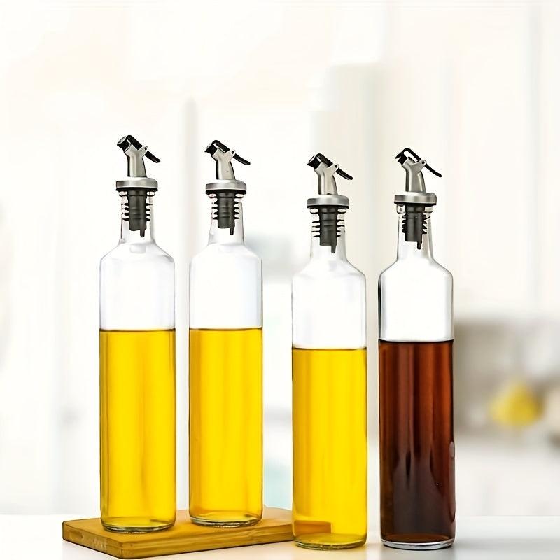 2pcs Glass Olive Bottle Vinegar Seasoning Holder