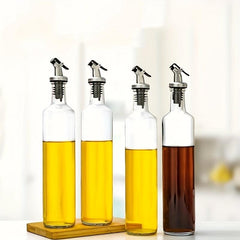 2pcs Glass Olive Bottle Vinegar Seasoning Holder