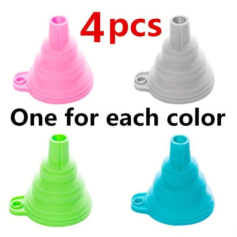4pcs Mini Silicone Collapsible Funnel for Kitchen Gadgets