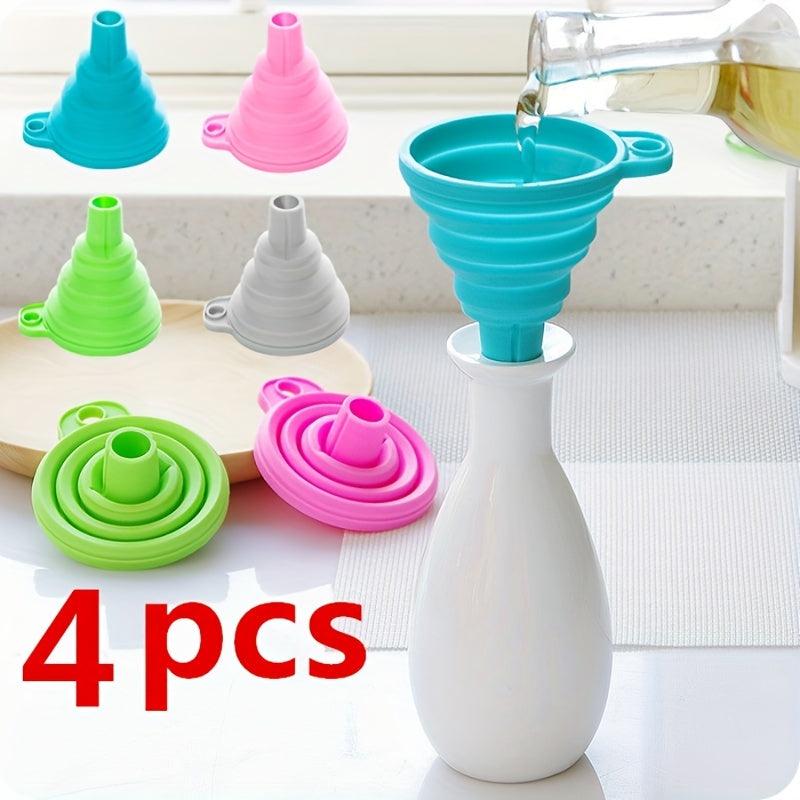 4pcs Mini Silicone Collapsible Funnel for Kitchen Gadgets
