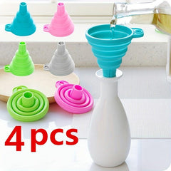4pcs Mini Silicone Collapsible Funnel for Kitchen Gadgets