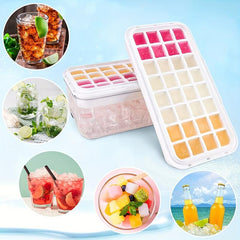 Ice Cube Tray with Bin, Lid, Spoon - Perfect for Cocktails