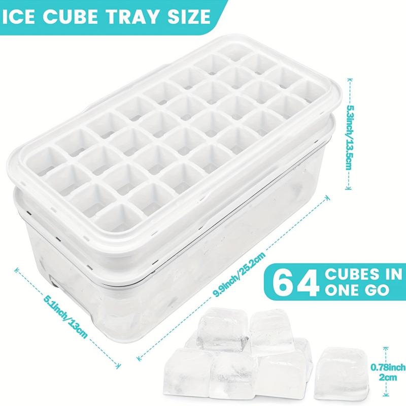 Ice Cube Tray with Bin, Lid, Spoon - Perfect for Cocktails