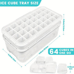 Ice Cube Tray with Bin, Lid, Spoon - Perfect for Cocktails