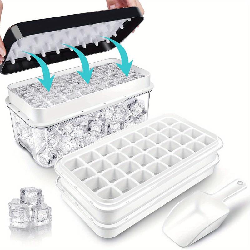 Ice Cube Tray with Bin, Lid, Spoon - Perfect for Cocktails