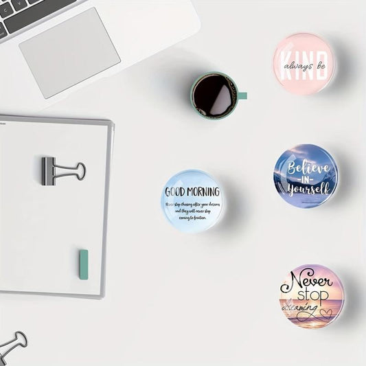 12pcs Glass Magnetic Refrigerator Magnet Fridge Sticker Motivational Decoration