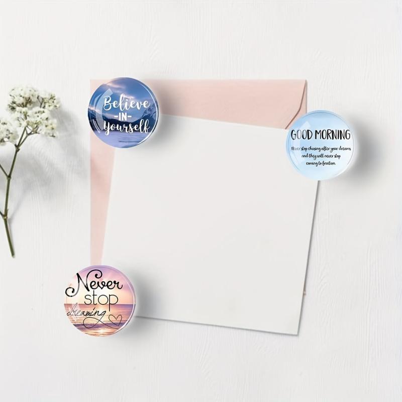 12pcs Glass Magnetic Refrigerator Magnet Fridge Sticker Motivational Decoration