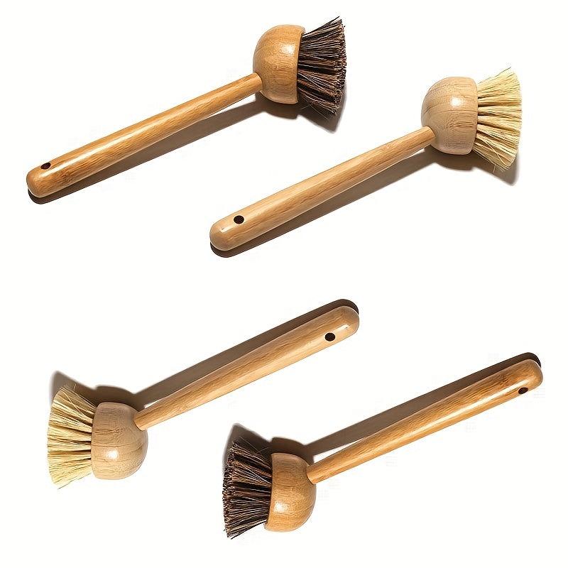 1pc Bamboo Dish Brush Scrubber Natural Fiber Sisal Bristles