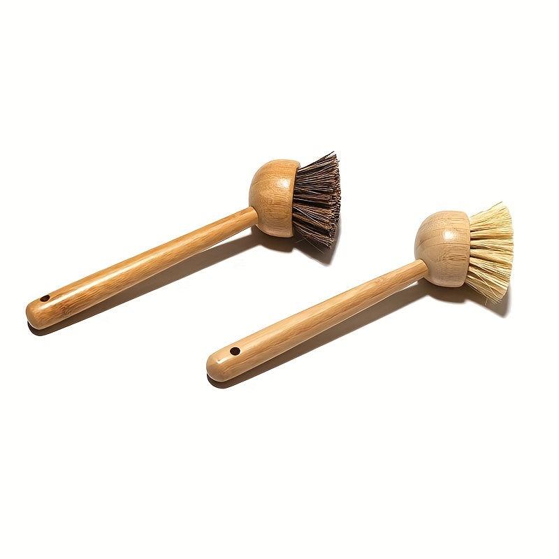 1pc Bamboo Dish Brush Scrubber Natural Fiber Sisal Bristles