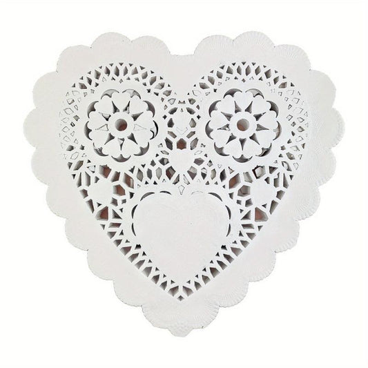 100pcs Heart Paper Doilies Lace Disposable Paper Placemats