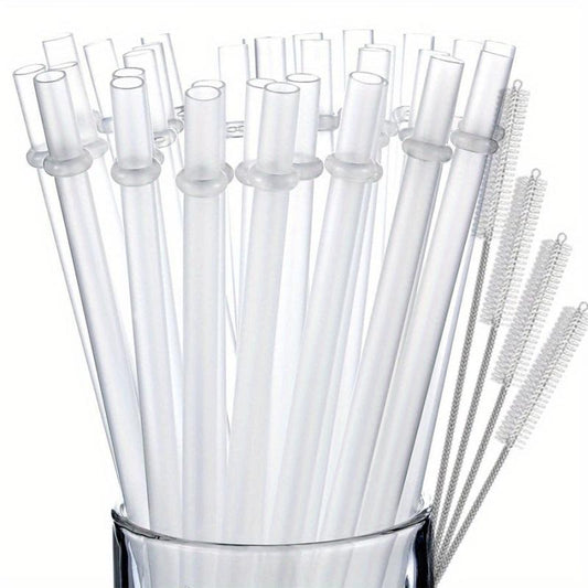 32 Pack Reusable Drinking Straws with Cleaning Brush, Colorful Solid Plastic