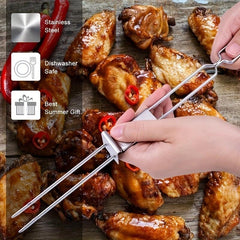 6pcs Stainless Steel BBQ Skewers 33.02cm Barbecue Picks with Sliders