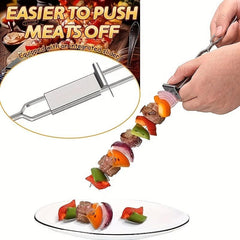 6pcs Stainless Steel BBQ Skewers 33.02cm Barbecue Picks with Sliders